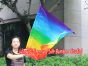 spinning silk flag poi 103cm (40") for Worship & Praise, long side Rainbow