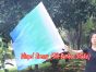 spinning silk flag poi 103cm (40") for Worship & Praise, white-aqua-turquoise-blue