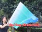 spinning silk flag poi 103cm (40") for Worship & Praise, white-aqua-turquoise-blue