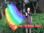 spinning silk flag poi 129cm (51") for Worship & Praise, long side Rainbow