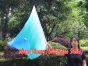 spinning silk flag poi 129cm (51") for Worship & Praise, white-aqua-turquoise-blue