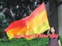 Spinning silk flag poi 174cm (68") for Worship & Praise, long side Fire