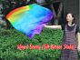 Spinning silk flag poi 174cm (68") for Worship & Praise, long side Rainbow