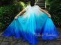 1 pair white-turquoise-blue 8 Mommes habotai belly dance silk wing