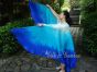 1 pair white-turquoise-blue 8 Mommes habotai belly dance silk wing