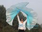 1 pair 180 cm (71") half circle prophetic angel wing silk flags,turquoise fading 