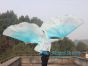 1 pair 180 cm (71") half circle prophetic angel wing silk flags,turquoise fading 