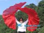 1 pair 180 cm (71") half circle prophetic angel wing silk flags,red 