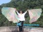 1 pair 180 cm (71") half circle prophetic angel wing silk flags, Moonstone 