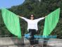 1 pair 180 cm (71") half circle prophetic angel wing silk flags,  Green