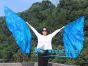 1 pair 180 cm (71") half circle prophetic angel wing silk flags, Blue Moon