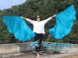 1 pair 180 cm (71") half circle prophetic angel wing silk flags,turquoise 