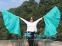 1 pair 180 cm (71") half circle prophetic angel wing silk flags, peacock green