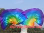 1 pair 180 cm (71") half circle prophetic angel wing silk flags, Rainbow 