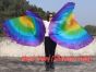 1 pair 180 cm (71") half circle prophetic angel wing silk flags, Rainbow 