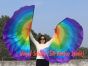 1 pair 180 cm (71") half circle prophetic angel wing silk flags, Rainbow 