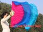 pink-blue-turquoise large short silk dance fans (flutter), 41" (105 cm)