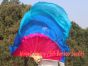 pink-blue-turquoise large short silk dance fans (flutter), 41" (105 cm)