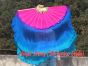 pink-blue-turquoise large short silk dance fans (flutter), 41" (105 cm)