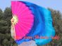 pink-blue-turquoise large short silk dance fans (flutter), 41" (105 cm)