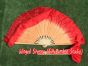 1 Pair orange-red short Chinese silk dance fan, 10cm (4") flutter