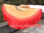 1 Pair orange-red short Chinese silk dance fan, 10cm (4") flutter