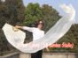 1 Pair 3m (3.3 yds) white belly dance silk fan veils