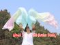 1 pair 1.5m (59") pastel (turquoise-yellow-pink) belly dance silk fan veil