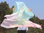 1 pair 1.5m (59") pastel (turquoise-yellow-pink) belly dance silk fan veil