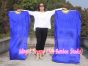 1 pair 1.5m (59") blue belly dance silk fan veil