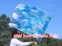 1pc 81cm (32") spinning silk flag poi for Worship & Praise, white+blue