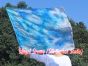 1pc 81cm (32") spinning silk flag poi for Worship & Praise, white+blue