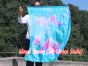 1pc 81cm (32") spinning silk flag poi for Worship & Praise, green+turquoise+pink