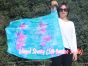 1pc 81cm (32") spinning silk flag poi for Worship & Praise, green+turquoise+pink