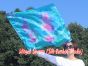 1pc 81cm (32") spinning silk flag poi for Worship & Praise, green+turquoise+pink