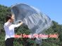 1 pair 1.5m (59") silver belly dance silk fan veil