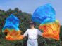 1 pair 1.5m (59") tie-dye belly dance silk fan veil Fire and Ice