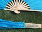 1 Pair turquoise-blue short Chinese silk dance fan, 20cm (8") flutter