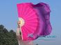 pink-purple large short silk dance fans (flutter), 41" (105 cm)