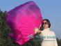 pink-purple large short silk dance fans (flutter), 41" (105 cm)