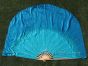 light turquoise-turquoise large short silk dance fans (flutter), 41" (105 cm)