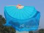 light turquoise-turquoise large short silk dance fans (flutter), 41" (105 cm)