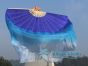 blue fading large short silk dance fans (flutter), 41" (105 cm)