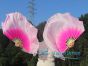 1 Pair pink fading short Chinese silk dance fan, 30cm (12") flutter