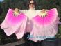 1 Pair pink fading short Chinese silk dance fan, 30cm (12") flutter