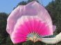 1 Pair pink fading short Chinese silk dance fan, 30cm (12") flutter