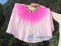 1 Pair pink fading short Chinese silk dance fan, 30cm (12") flutter