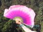 1 Pair Prosperity short Chinese silk dance fan, 10cm (4") flutter