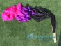 70" x 45" extra large black-purple-pink belly dance silk fan veil