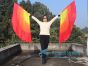 1 pair 180 cm (71") half circle prophetic angel wing silk flags, Fire